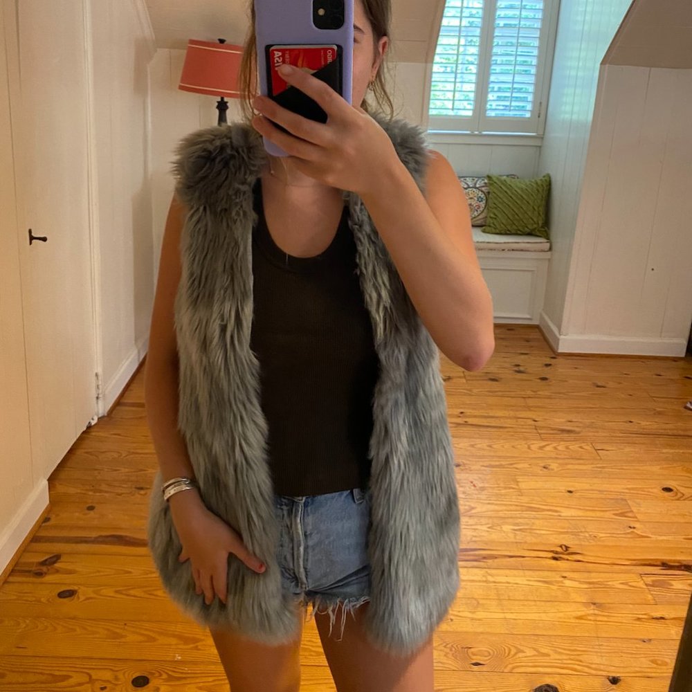 Small Grey Faux Fur Vest NWT